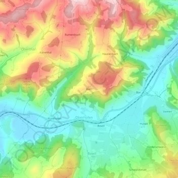 Carte topographique Buch, altitude, relief