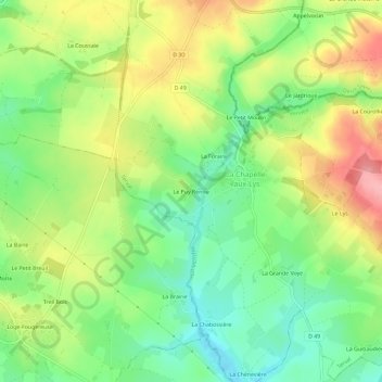 Carte topographique Le Puy Renou, altitude, relief
