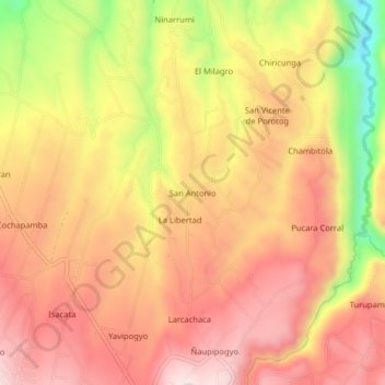 Carte topographique San Antonio, altitude, relief