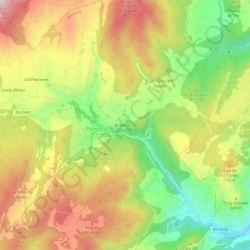 Carte topographique la Rectoria, altitude, relief