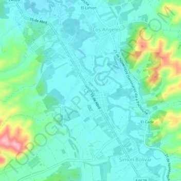Carte topographique Colón, altitude, relief