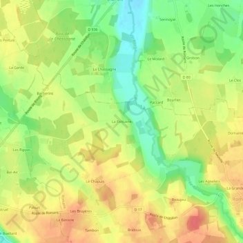 Carte topographique La Fontaine, altitude, relief