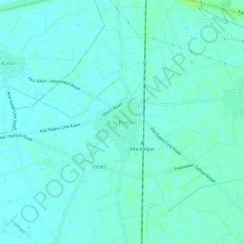 Carte topographique Kila Raipur, altitude, relief