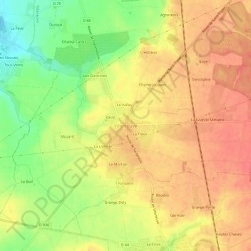 Carte topographique Villeneuve, altitude, relief