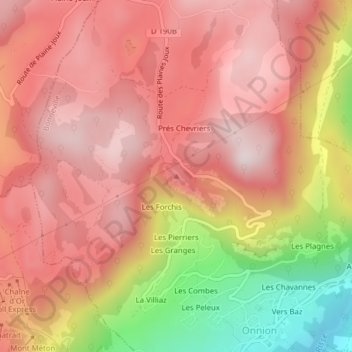 Carte topographique Rocher Blanc, altitude, relief