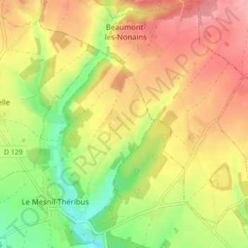 Carte topographique Les Landes, altitude, relief