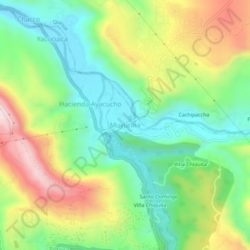 Carte topographique Muyurina, altitude, relief