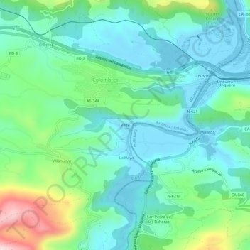 Carte topographique Vilde, altitude, relief