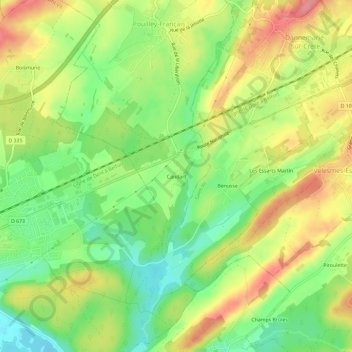 Carte topographique Candart, altitude, relief