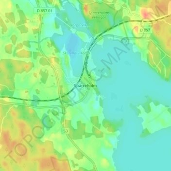 Carte topographique Sparreholm, altitude, relief