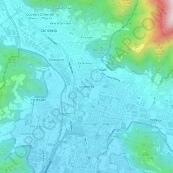 Carte topographique Sant'Andrea, altitude, relief