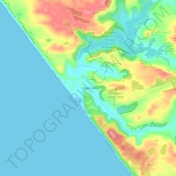 Carte topographique Omamari, altitude, relief