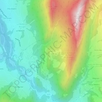 Carte topographique Les Garins, altitude, relief