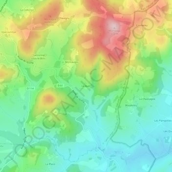 Carte topographique Le Buet, altitude, relief