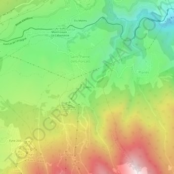 Carte topographique El Moli, altitude, relief