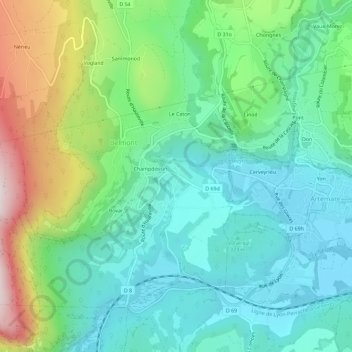 Carte topographique Massignieu, altitude, relief