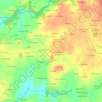 Carte topographique La Saigeais, altitude, relief