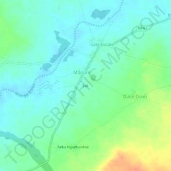 Carte topographique Sali, altitude, relief