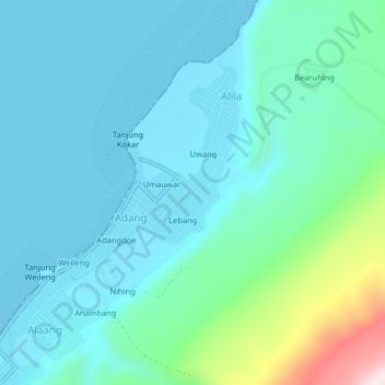 Carte topographique Busang, altitude, relief