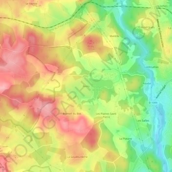 Carte topographique Ponty, altitude, relief