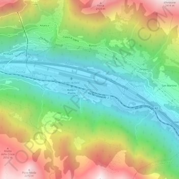 Carte topographique Ambrì, altitude, relief