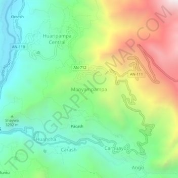 Carte topographique Manyampampa, altitude, relief