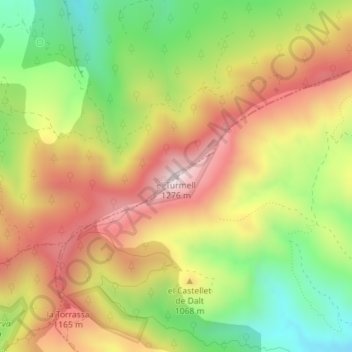 Carte topographique el Turmell, altitude, relief