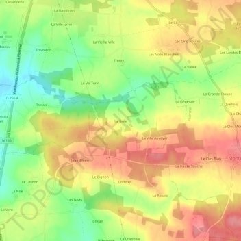 Carte topographique La Grée, altitude, relief