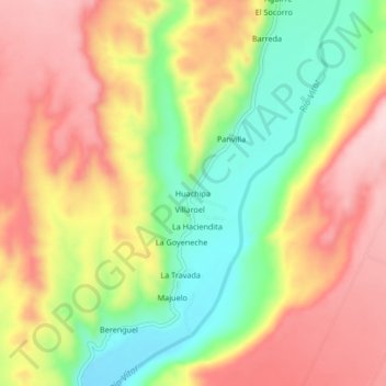 Carte topographique Huachipa, altitude, relief