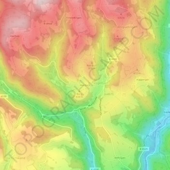Carte topographique Hierbach, altitude, relief