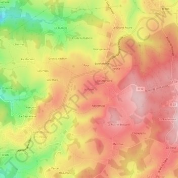 Carte topographique Le Poyet, altitude, relief