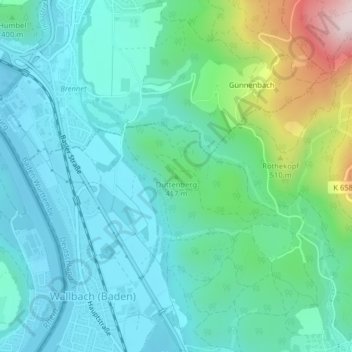 Carte topographique Duttenberg, altitude, relief