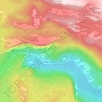 Carte topographique Bergland, altitude, relief