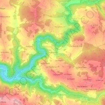 Carte topographique Combe Peloux, altitude, relief