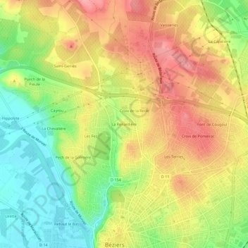 Carte topographique La Renardière, altitude, relief