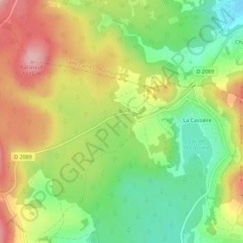 Carte topographique Fontaine Gelée, altitude, relief