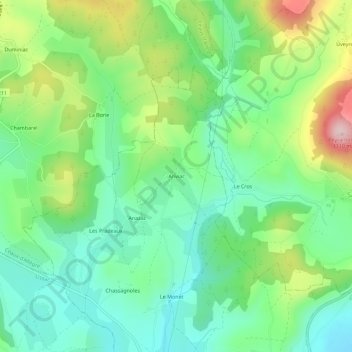 Carte topographique Anviac, altitude, relief