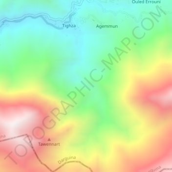Carte topographique Cascade Ait Felkai, altitude, relief