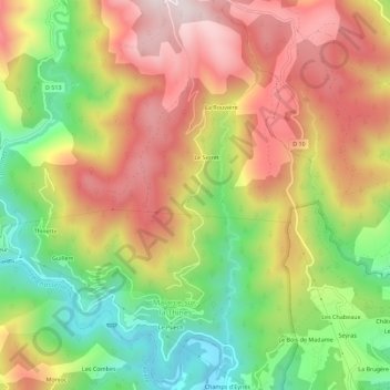 Carte topographique Le Cousset, altitude, relief