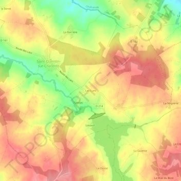 Carte topographique Les Lues, altitude, relief