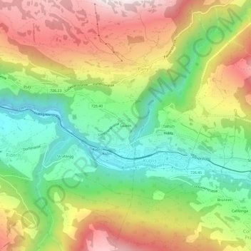 Carte topographique Luzein, altitude, relief