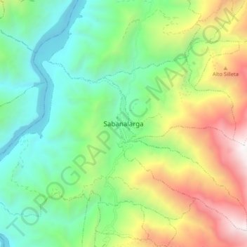 Carte topographique Sabanalarga, altitude, relief