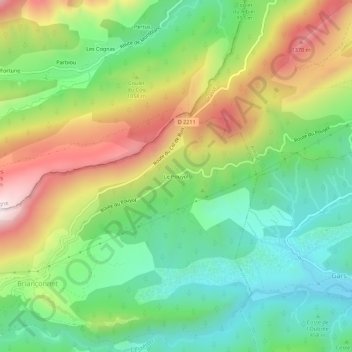 Carte topographique Le Pouyol, altitude, relief