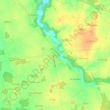 Carte topographique Montacher, altitude, relief