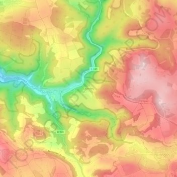 Carte topographique Uhenfels, altitude, relief