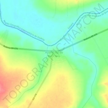 Carte topographique Aparecida do Rio Claro, altitude, relief