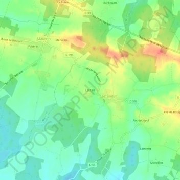 Carte topographique Lassale, altitude, relief