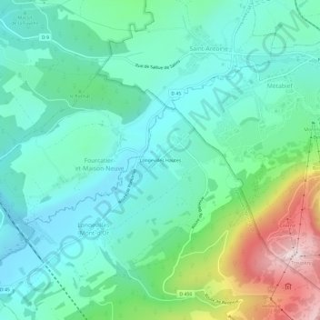 Carte topographique Longevilles Hautes, altitude, relief