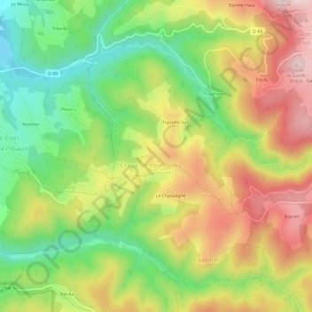 Carte topographique Chauvaye, altitude, relief