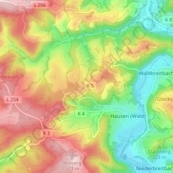 Carte topographique Stopperich, altitude, relief